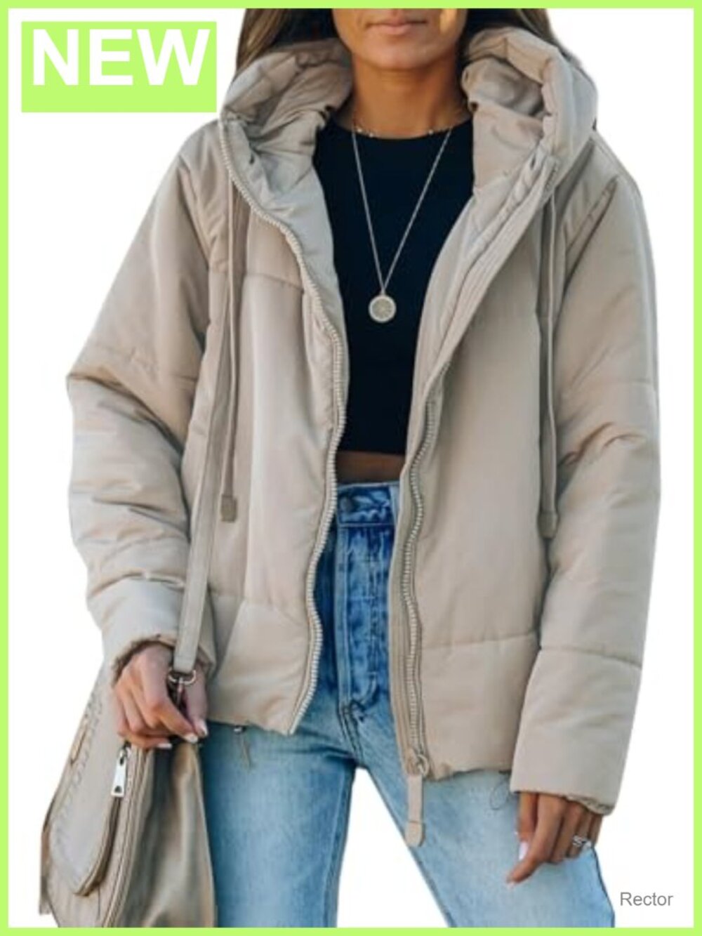 Women's Short Full Zip Hooded Puffer Jacket Oversized Winter Coat